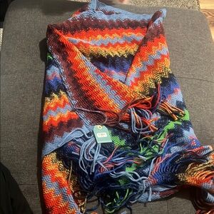 Colorful Zigzag Knit Pancho